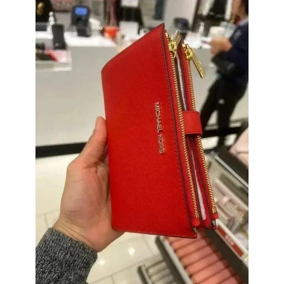 Michael Kors Double Zip Wristlet Wallet Bright Red - Picture 8 of 8